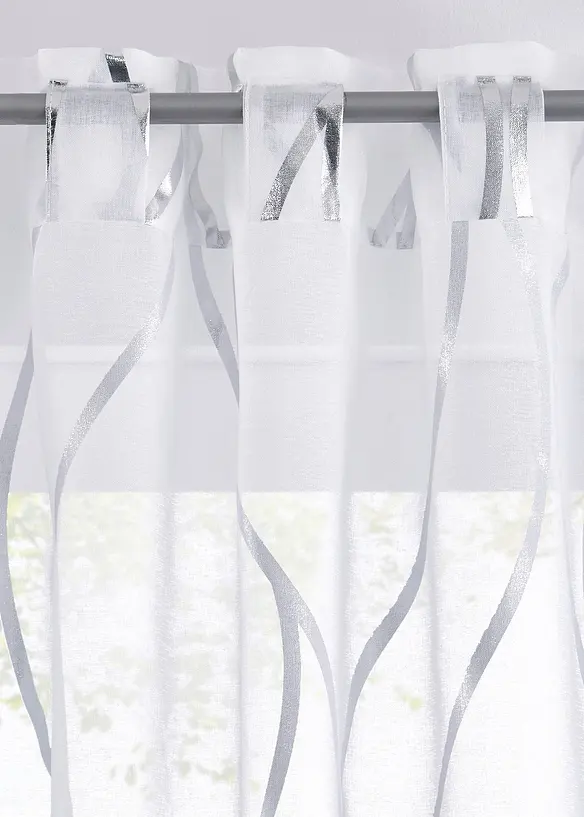 Gardinlängd i återvunnen polyester med glansigt mönster (1-pack), bonprix