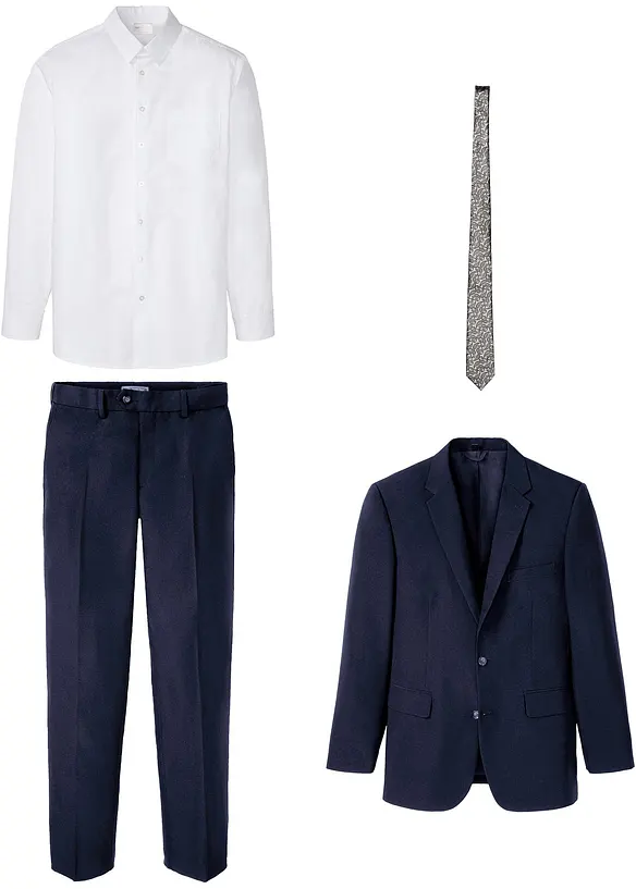 Kostym med skjorta och slips (4 delar), Regular Fit, bonprix