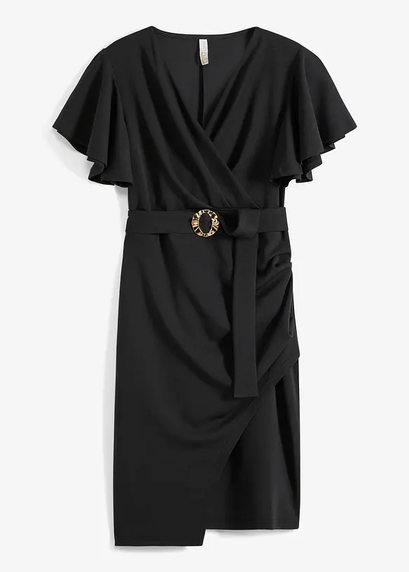 Jerseyklänning med skärp och guldfärgat spänne, BODYFLIRT boutique