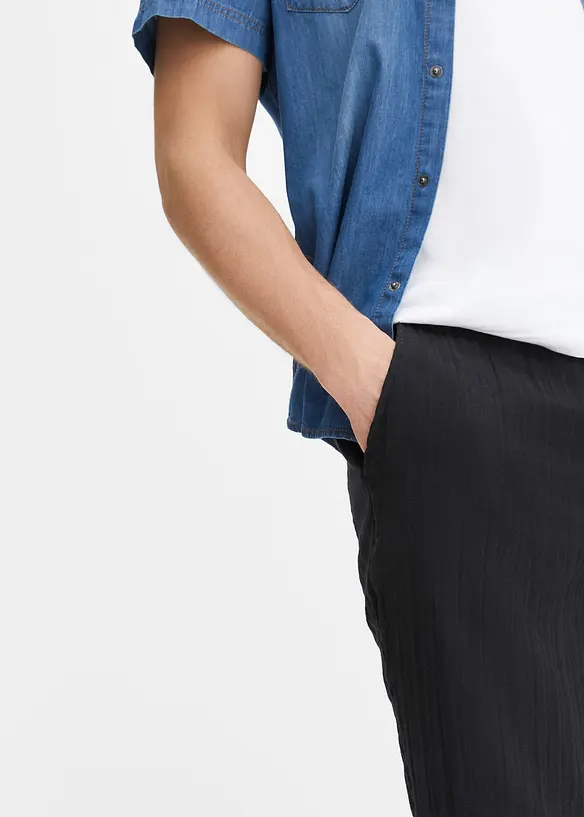 Dra p&aring;-byxa i bomullsmuslin, normal passform, avsmalnande ben, bonprix