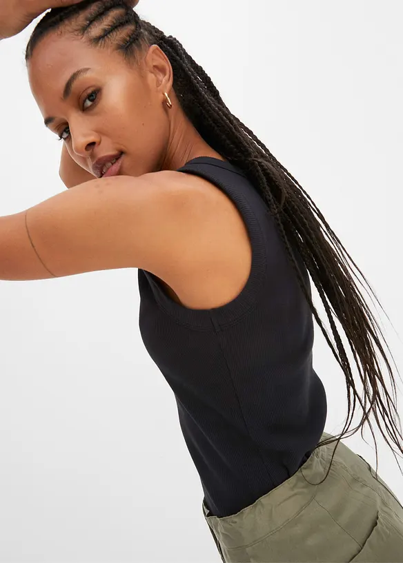 Ribbstickat linne i ekologisk bomull, bonprix