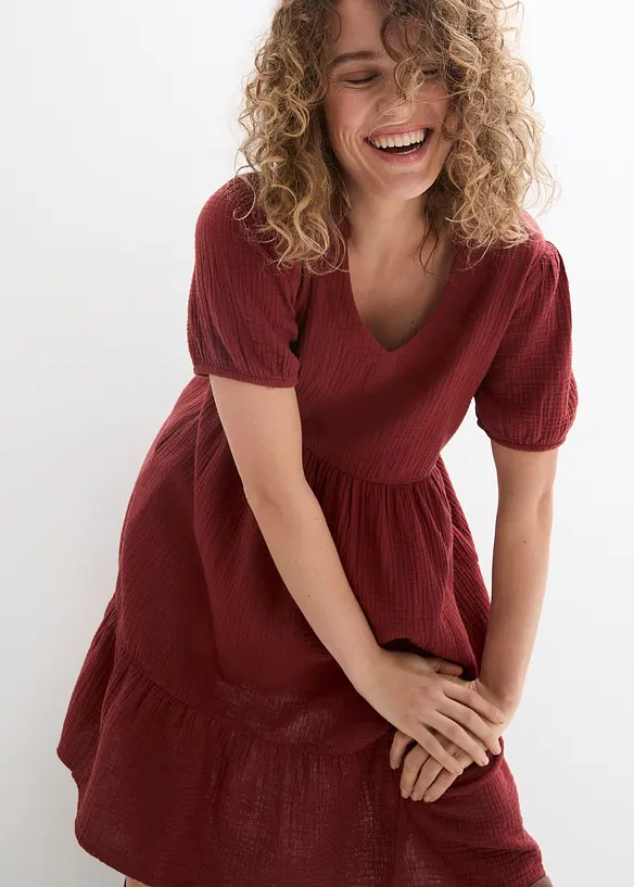 Oversized klänning i bomullsmuslin, bonprix