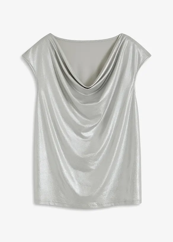 Trikålinne med draperad ringning, glänsande, bonprix