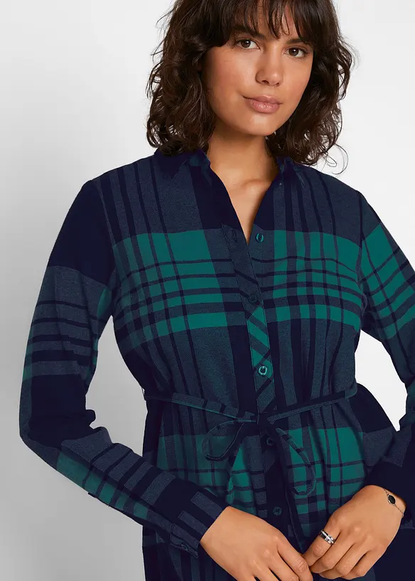 Lång mamma-/amningsblus i mjuk bomullsflanell, bonprix