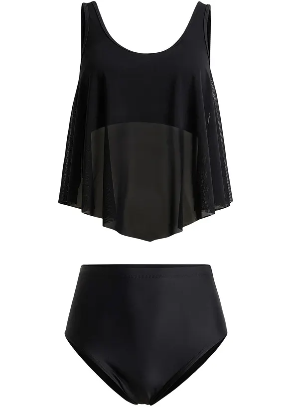 Tankini med transparent mesh (2 delar), bonprix