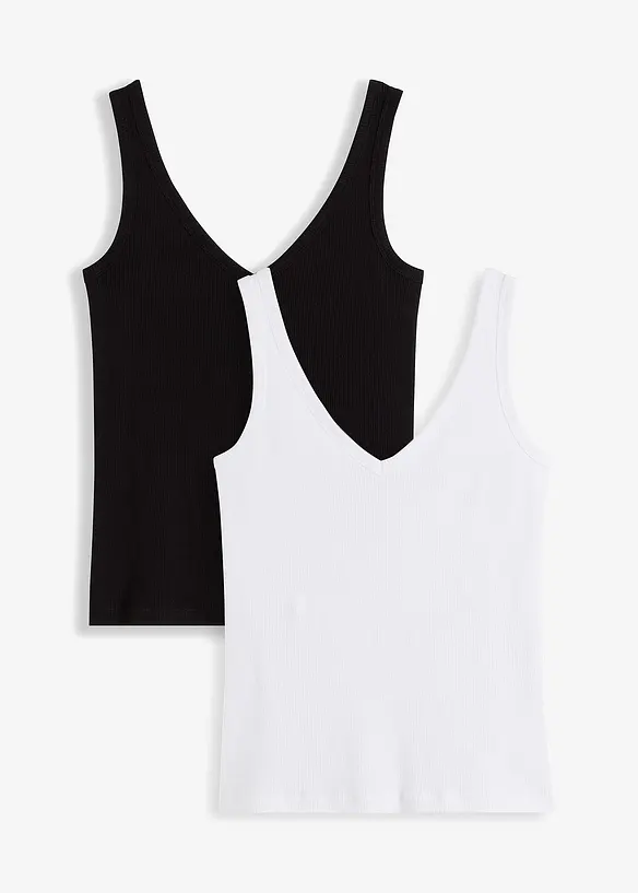 Ribbstickat linne av ekologisk bomull (2-pack), bonprix