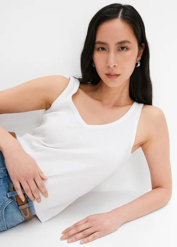 Ribbstickat linne av ekologisk bomull (2-pack), bonprix