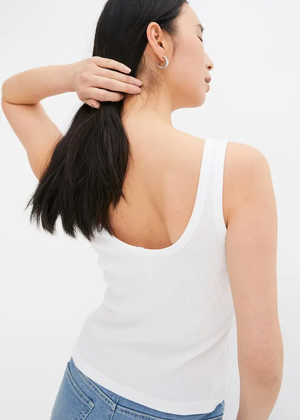 Ribbstickat linne av ekologisk bomull (2-pack), bonprix