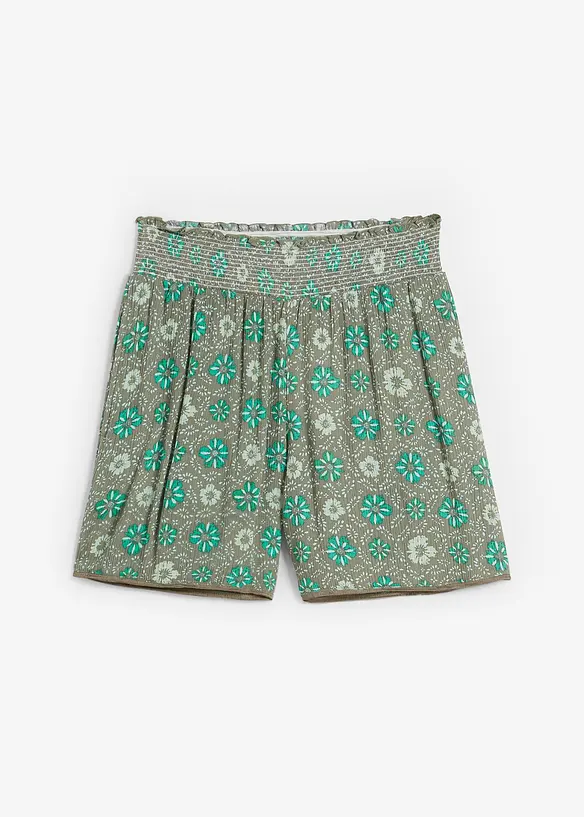 Krinklade shorts med mönster och resår, bonprix