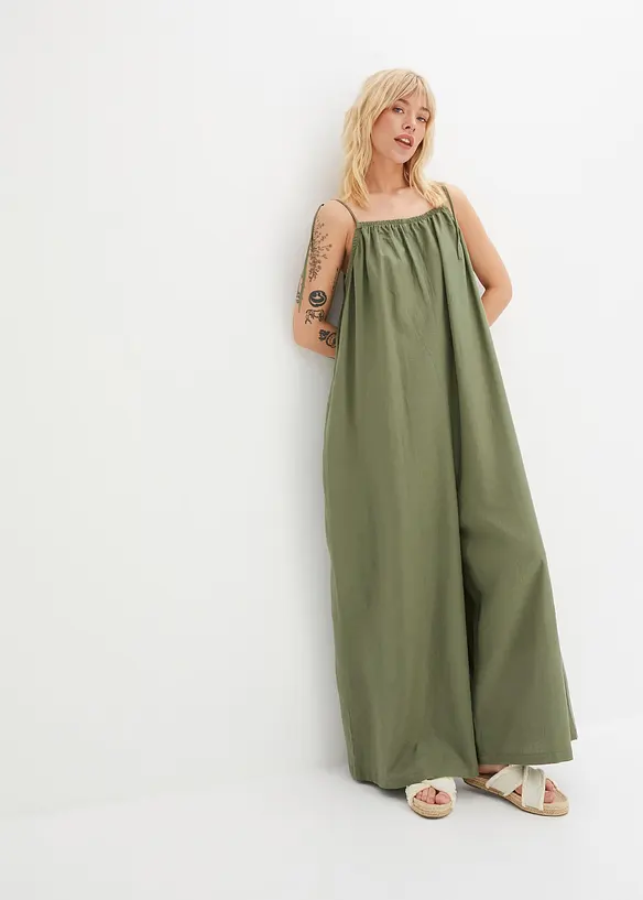 Jumpsuit i linne och viskos, bonprix