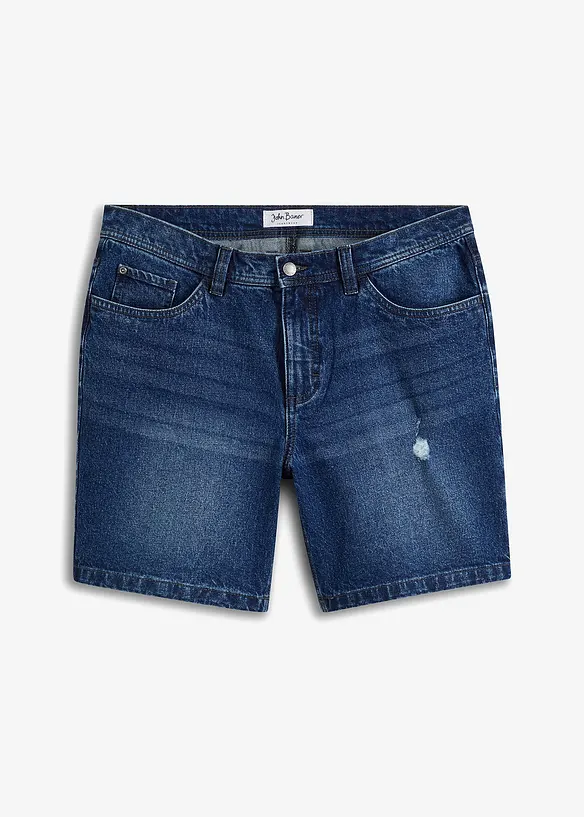 Långa stretchiga jeansshorts, Regular Fit, bonprix