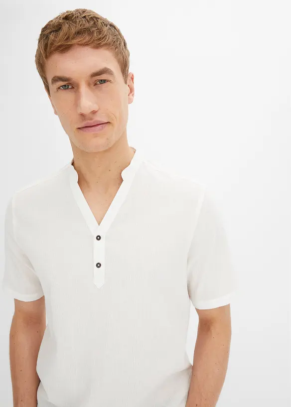 Kortärmad dra på-skjorta med krinklad look, bonprix