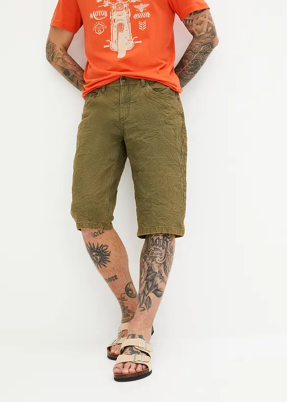 Långa stretchbermudas, Loose Fit, bonprix