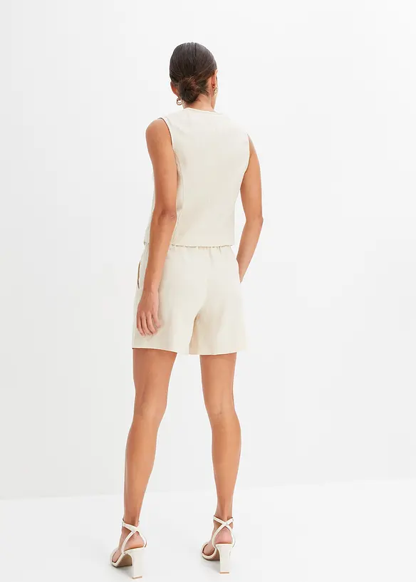 Väst och shorts i linneblandning, bonprix
