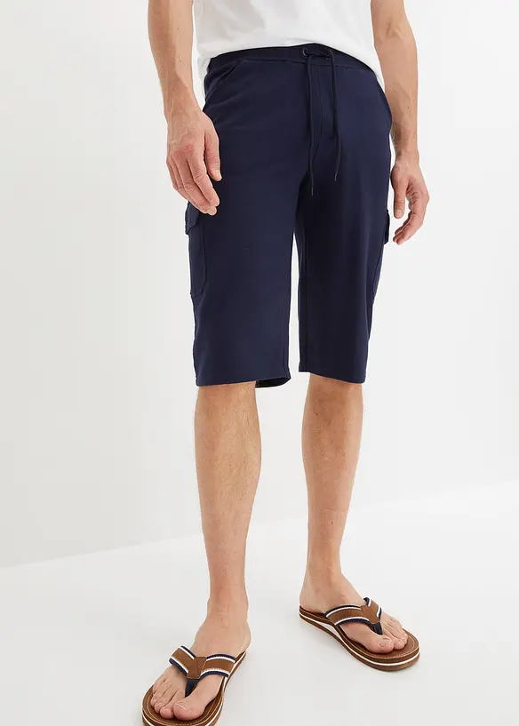 Långa trikåbermudas med cargofickor, ren bomull, Regular Fit, bonprix