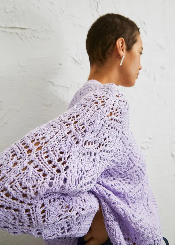 Hålmönstrad cardigan, bonprix