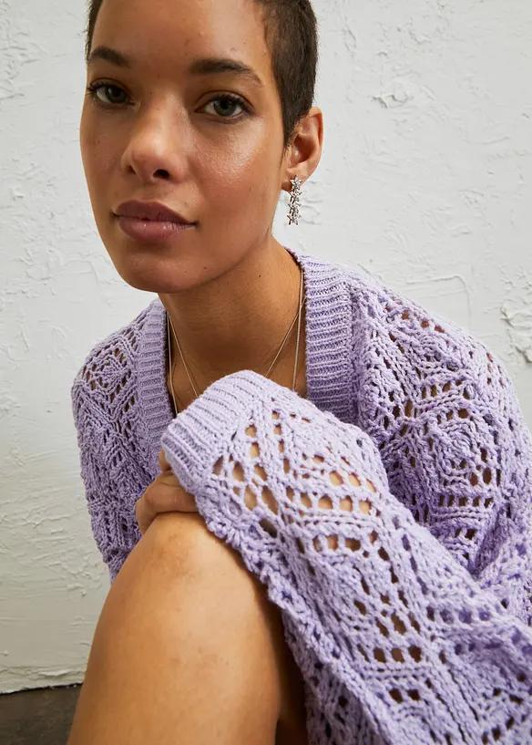 Hålmönstrad cardigan, bonprix