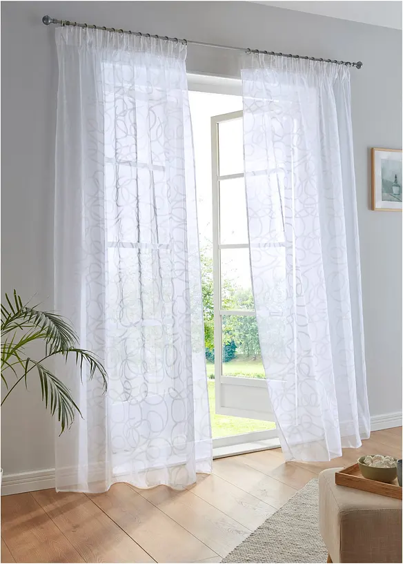 Mönstrad gardin i återvunnen polyester (1-pack), bonprix