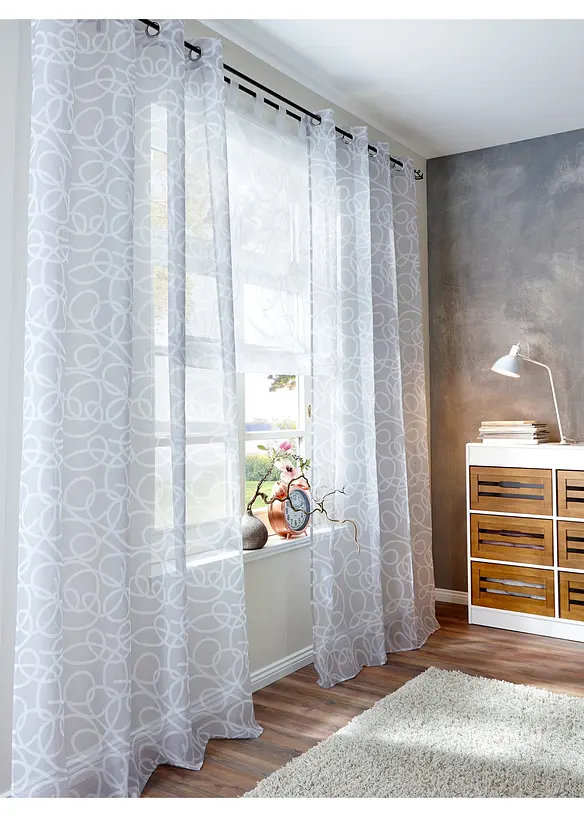 Transparent mönstrad hissgardin i återvunnen polyester, bonprix