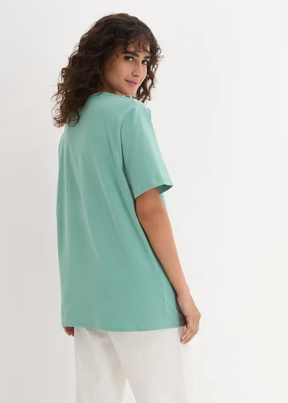 Vid lång topp med V-ringning (5-pack), kortärmad, bonprix