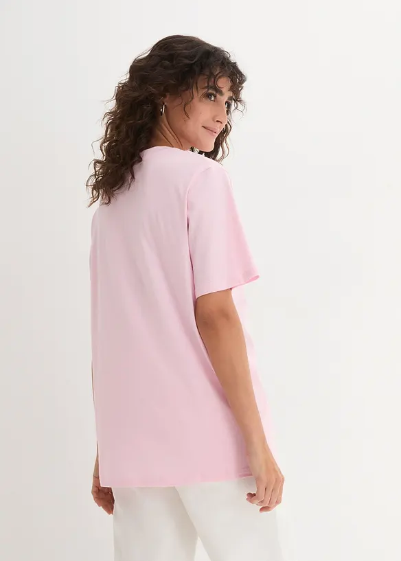 Vid lång topp med V-ringning (5-pack), kortärmad, bonprix