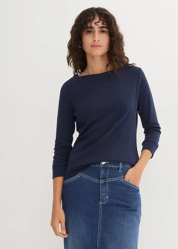 L&aring;ng&auml;rmad topp i ren ekologisk bomull, bonprix