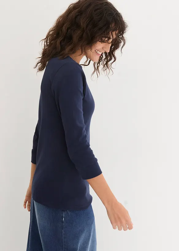 L&aring;ng&auml;rmad topp i ren ekologisk bomull, bonprix