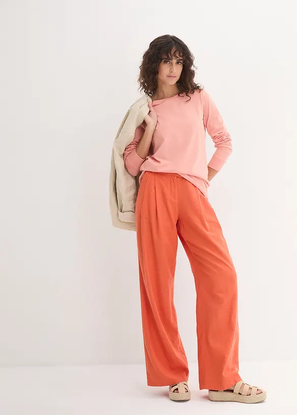 Lång topp med rund halsringning (5-pack), bonprix