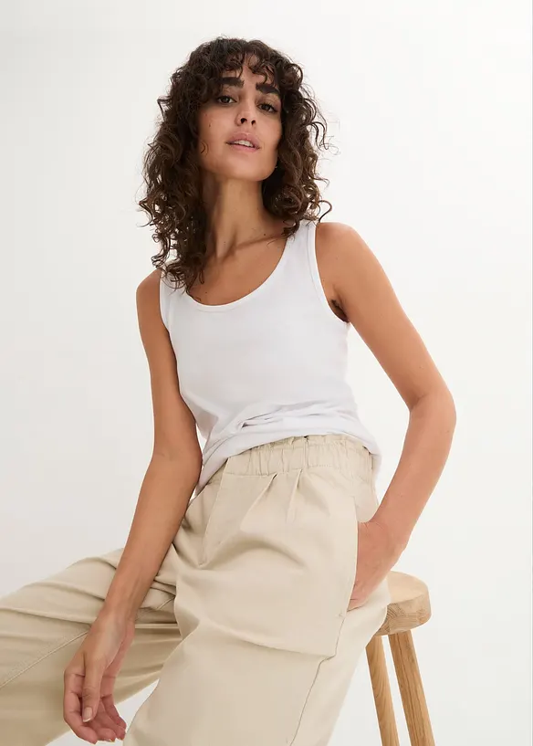 Wide Leg Jeans, High Waist, med bekväm midja, bonprix