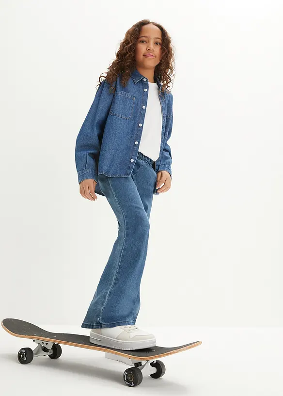 Utsvängda jeggings med medelhög midja för barn, bonprix