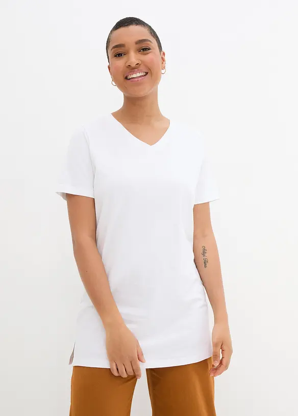 L&aring;ng topp med V-ringning (2-pack), bonprix