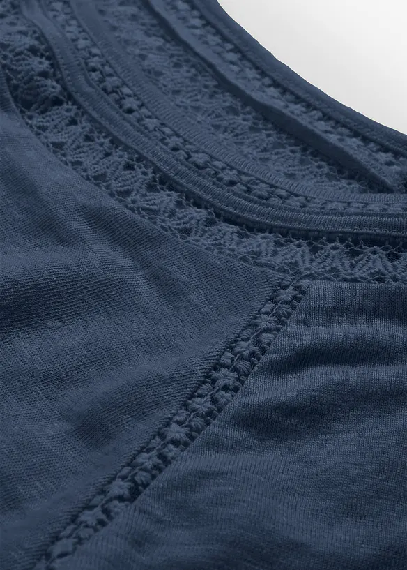 T-shirt i linne med spets, bonprix