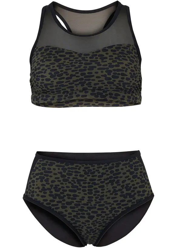 Bikini med BH-topp (2 delar) med transparenta infällningar, bonprix