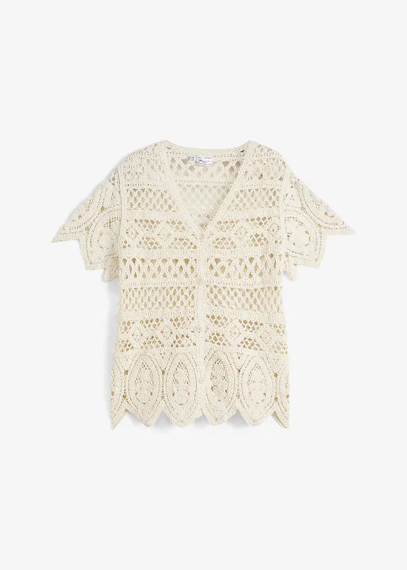 Virkad cardigan i kort modell, bonprix