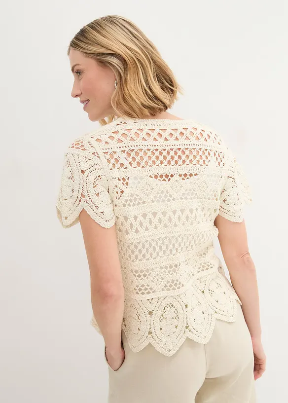 Virkad cardigan i kort modell, bonprix
