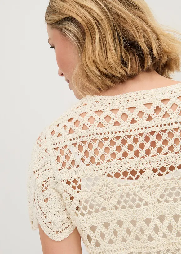 Virkad cardigan i kort modell, bonprix