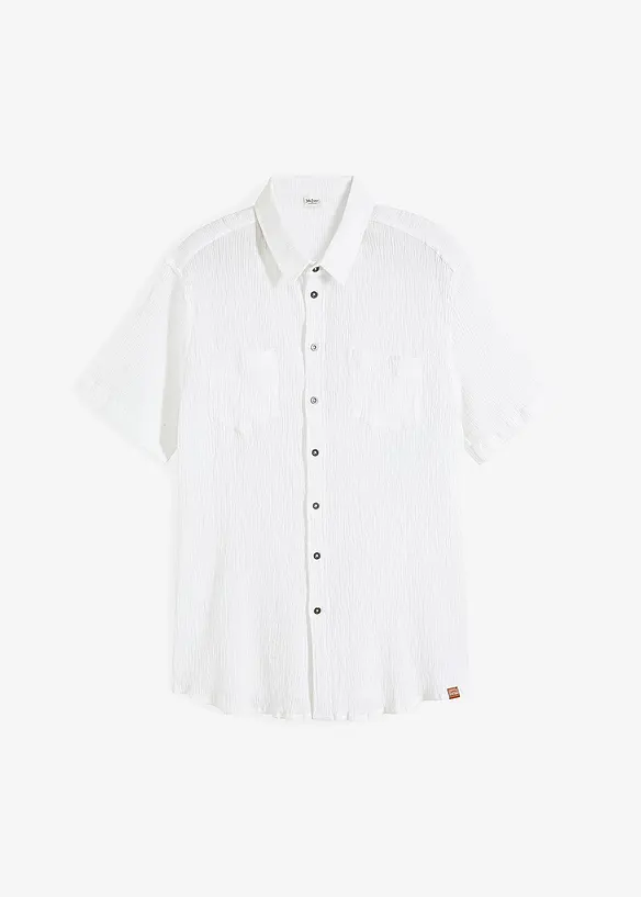 Kortärmad skjorta med krinklad look i ren bomull, bonprix