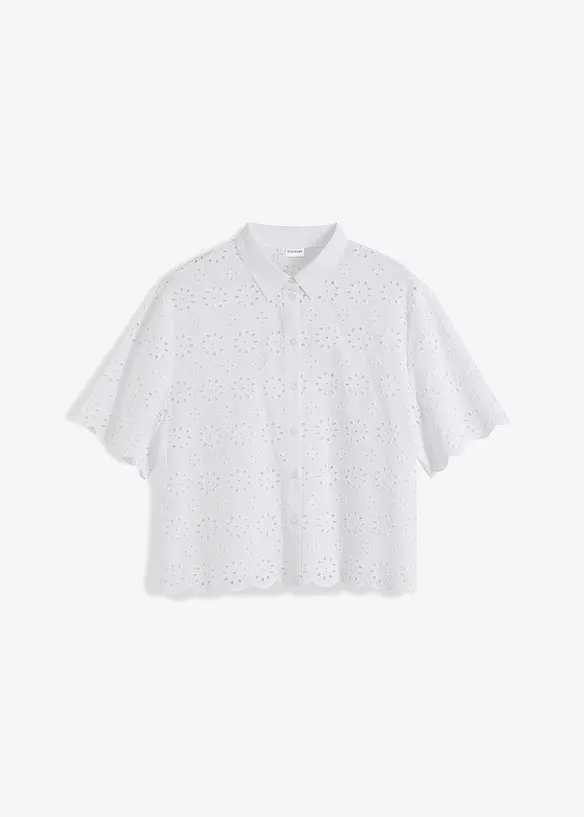 Kortärmad blus i ren bomull, bonprix