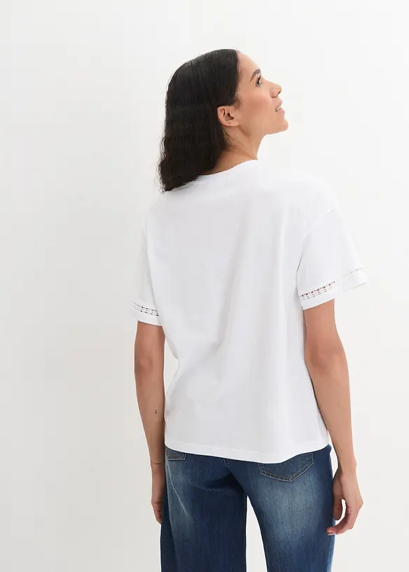 T-shirt med snygga detaljer i ärmsluten, bonprix