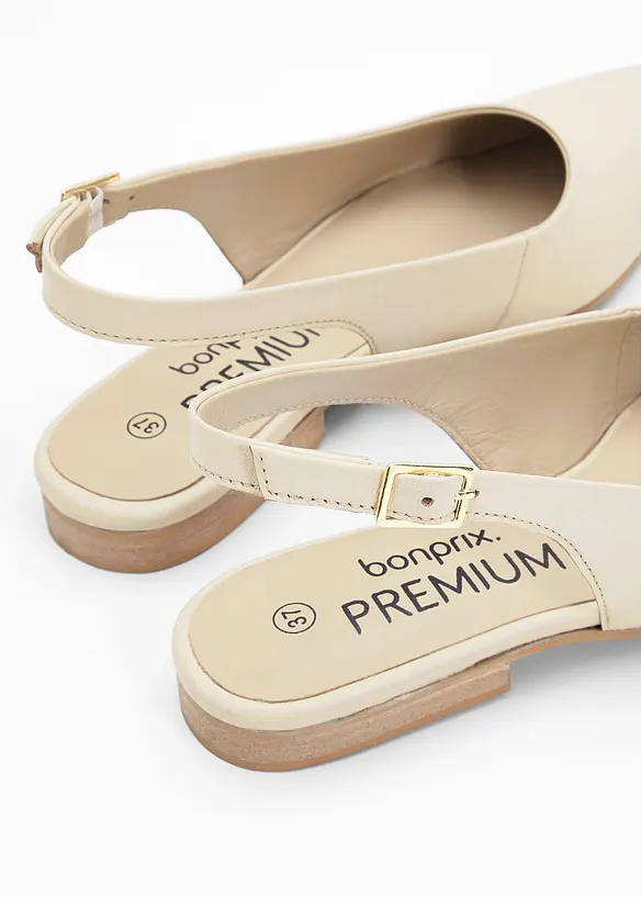 Slingbackballerinor i skinn, bonprix