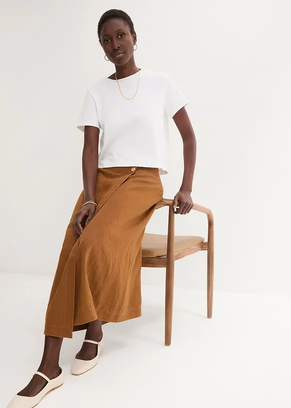 Omlottkjol i linne, bonprix