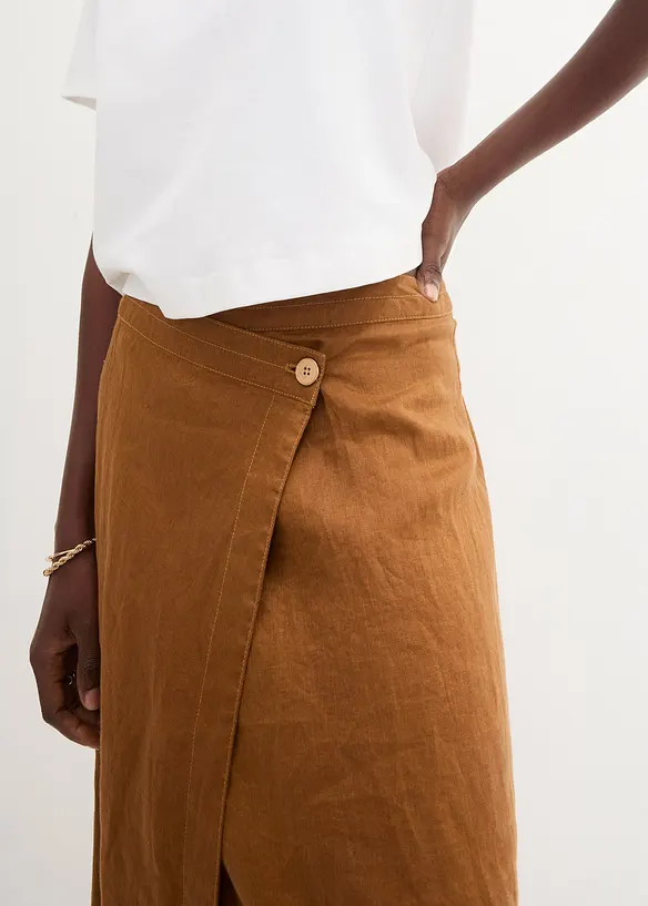 Omlottkjol i linne, bonprix