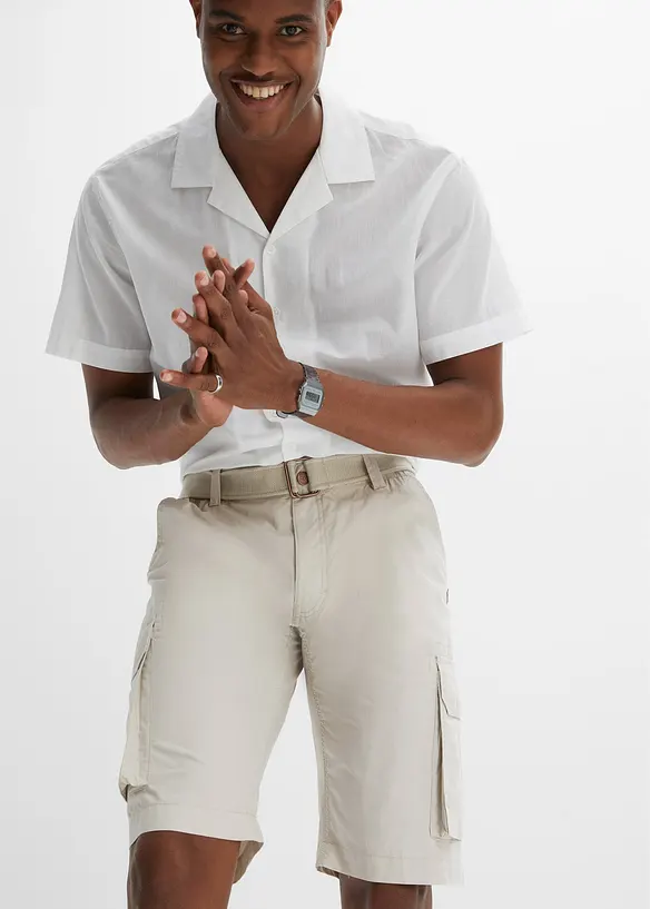 Cargoshorts med resårmidja och skärp, Regular Fit, bonprix