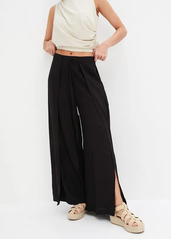 Viskosbyxa med slits, bonprix