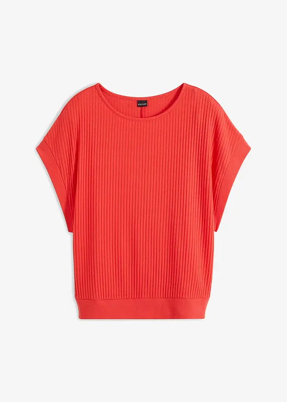 Ribbad topp med fladdermusärmar, bonprix