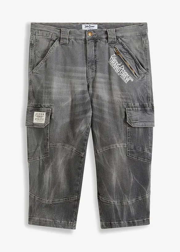 3/4-jeans med cargofickor, Loose Fit, bonprix