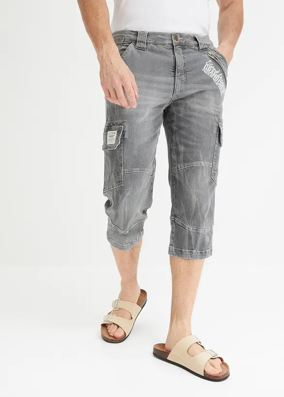 3/4-jeans med cargofickor, Loose Fit, bonprix