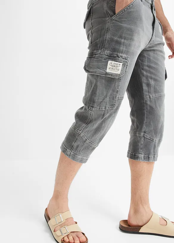 3/4-jeans med cargofickor, Loose Fit, bonprix