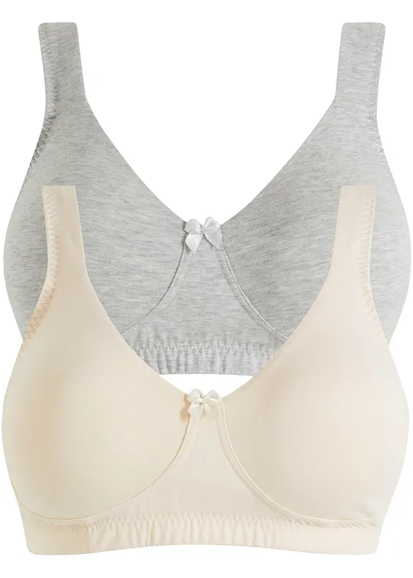 T-shirtbehå i minimizermodell utan bygel, med ekologisk bomull (2-pack), bonprix