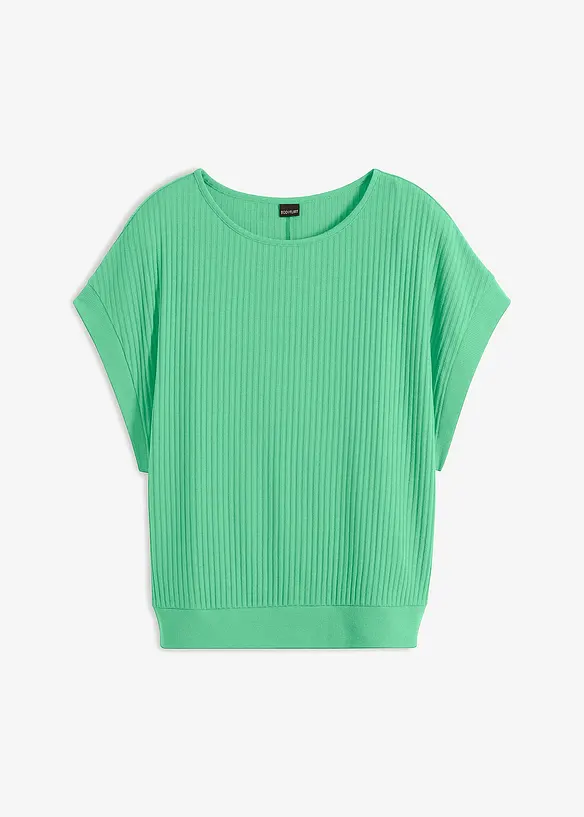 Ribbad topp med fladdermusärmar, bonprix